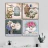 10 Kit De Quadros Vintage Cozinha Flores Mosaico Atacado - colorido - madeira crua - 4