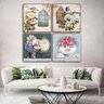 10 Kit De Quadros Vintage Cozinha Flores Mosaico Atacado - colorido - madeira crua - 1