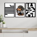 Ver imagem 2 de Kit 3 Quadros Cão Raça Dachshund - Salsicha 33x24cm:madeira Branca