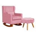 Ver imagem 1 de Poltrona C/ Puff Balanço Amamentação Aurora Suede Rosa - Lm Decor