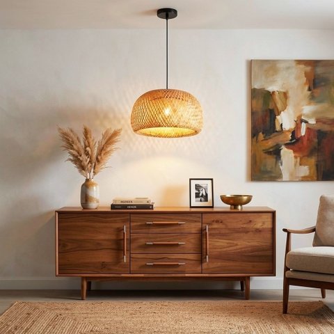 Pendente Bambu Natural Orgânico C LED Filamento 2400k