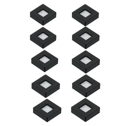 Kit 10 Spot LED Quadrado Sobrepor Embutir p/Móveis Nichos:Branco Quente/Preto