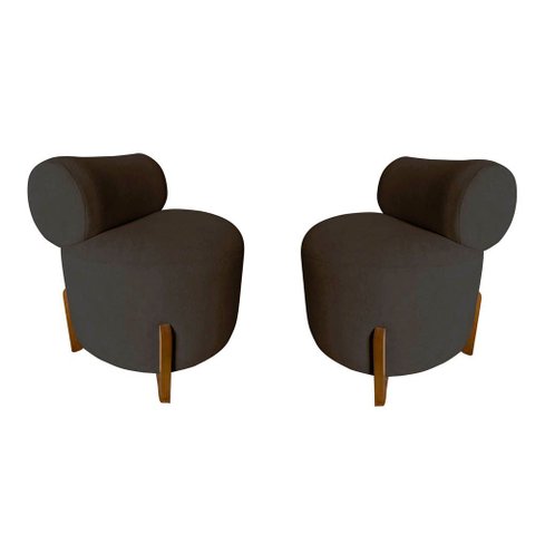 Kit 2 Poltronas Decorativa Mônaco Veludo Marrom