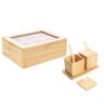 Caixa de Cha Bambu Tampa Organizador e Porta Temperos - 1