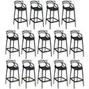 Ver imagem 1 de Kit 14 Banquetas Allegra com Encosto Design Cozinha/bancada - Preto