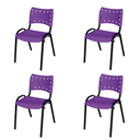Ver imagem 1 de Kit 4 Cadeira Iso Tubo Oblongo Aço Industrial Empilhavel - Roxo