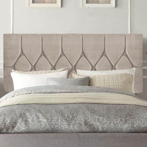 Painel Estofada Istambul Botão Capitonê 140cm Casal para Cama Box Quarto Corino Bege - Gat