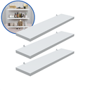 Ver imagem 2 de Kit 3 Prateleira Branca 40X10 + Suporte Flutuante Mdf  Organizadora Decoração Cozinha Banheiro Sala