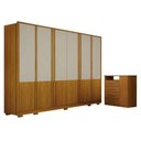 Ver imagem 1 de Guarda Roupa Casal Urban 6 Portas Off White com Cômoda Diamante 4 Gavetas 1 Porta Cinamomo - Leifer