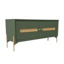 Ver imagem 1 de Rack Sala Tv até 50 Polegadas Paraty 113 Cm Laca Pés Metal Palhinha Verde