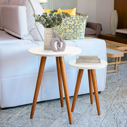 Conjunto 2 Mesinhas de Canto Pés Palito Retro Decoração Lateral Sala Quarto - 3