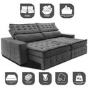 Ver imagem 3 de Sofá Retrátil e Reclinável 3,15m Cama inBox Big Puffer com SoftGel D40 Velupluma Cinza