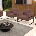 Ver imagem 4 de Kit 2 Poltronas Base Industrial Alta Preto Marisa Veludo D03 - D\'rossi Cor Rose