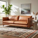 Ver imagem 1 de Sofá Decorativo 3 Lugares Santorini 240cm Couro Legitimo Conhaque
