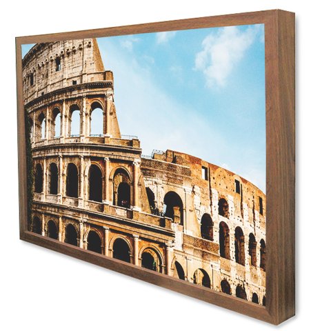 Quadro Decorativo Cidade Roma Itália - Coliseu em Moldura Caixa Tacolado Moldura Caixa 3cm Madeira S