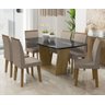 Mesa de Jantar Diamante com 6 Cadeiras Cinamomo Black com Pena Caramelo Pés Oblongo - RV Móveis - 1