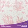 Toalha de Mesa Redonda em Tecido Jacquard Estampado Toile de Jouy Rosa Bebê 3,10m - 1