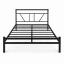 Ver imagem 3 de Cama de Casal de Aço Estilo Industrial com Reforço Central para Colchão 138x188cm - Preto