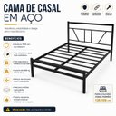 Ver imagem 5 de Cama de Casal de Aço Estilo Industrial com Reforço Central para Colchão 138x188cm - Preto