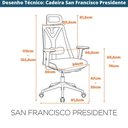 Ver imagem 5 de Cadeira de Escritório Presidente Nr-17 San Francisco Tela Mesh Base Rodízio Nylon Preta Fratini