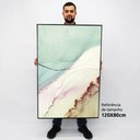 Ver imagem 2 de Quadro Decorativo em Canvas Abstrato Mármore Azul Simples TaColado Moldura Flutuante 4,5cm Freijó 12