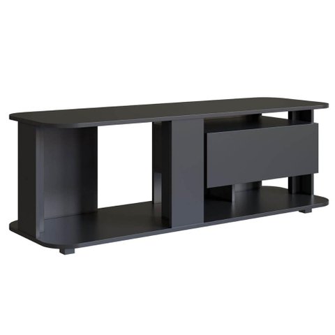 Estante Baixa 136x45x47cm Rack Preto Tv até 55" Gaveta Iluminação Led Rgb