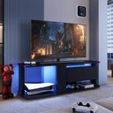 Ver imagem 5 de Estante Baixa 136x45x47cm Rack Preto Tv até 55" Gaveta Iluminação Led Rgb