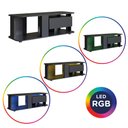 Ver imagem 2 de Estante Baixa 136x45x47cm Rack Preto Tv até 55" Gaveta Iluminação Led Rgb