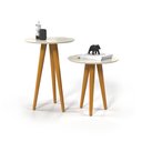 Ver imagem 2 de Conjunto 2 Mesinhas Redonda de Canto Lateral Retro Pe Palito