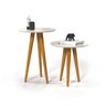 Conjunto 2 Mesinhas Off White Redonda de Canto Lateral Retro Pe Palito - 2