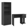 Conjunto Home Office com Armário 2 Portas e Mesa Escrivaninha Preto - Qmovi - 1