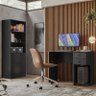 Conjunto Home Office com Armário 2 Portas e Mesa Escrivaninha Preto - Qmovi - 2