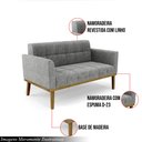 Ver imagem 3 de Poltrona Namoradeira Decorativa Karen Pés Fixo em Madeira Castanho Linho Cinza Mesclado G19 - Gran B