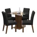 Ver imagem 2 de Conjunto Sala de Jantar Mesa Tampo de Vidro 4 Cadeiras Rustic/oxford Noemi Madesa