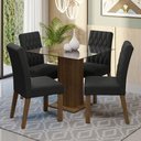 Ver imagem 1 de Conjunto Sala de Jantar Mesa Tampo de Vidro 4 Cadeiras Rustic/oxford Noemi Madesa