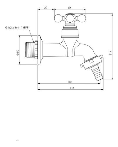 Torneira para Jardim em Metal com Bico C33 Forusi 0214 - 2