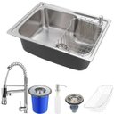 Ver imagem 1 de Cuba para cozinha pia com acessórios e lixeira Matis e Torneira monocomando gourmet Munim Pingoo.