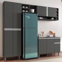 Ver imagem 4 de Cozinha 230cm com Balcão e Armário Aéreo Cinza Escuro