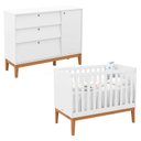 Ver imagem 1 de Berço Americano e Cômoda Sapateira Unique Branco Soft Eco Wood - Matic