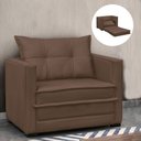 Ver imagem 1 de Poltrona Cama Retrátil Solteiro Milenni Veludo Marrom B03 - D'Rossi
