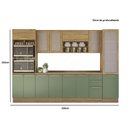 Ver imagem 2 de Armário de Cozinha Modulada Completa Reta 8 Peças 3,20m Botanic Kappesberg - Nogueira/Verde Oliva
