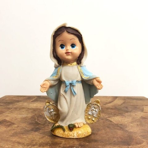 Imagem Infantil de Nossa Senhora Das Graças em Resina - 15 Cm