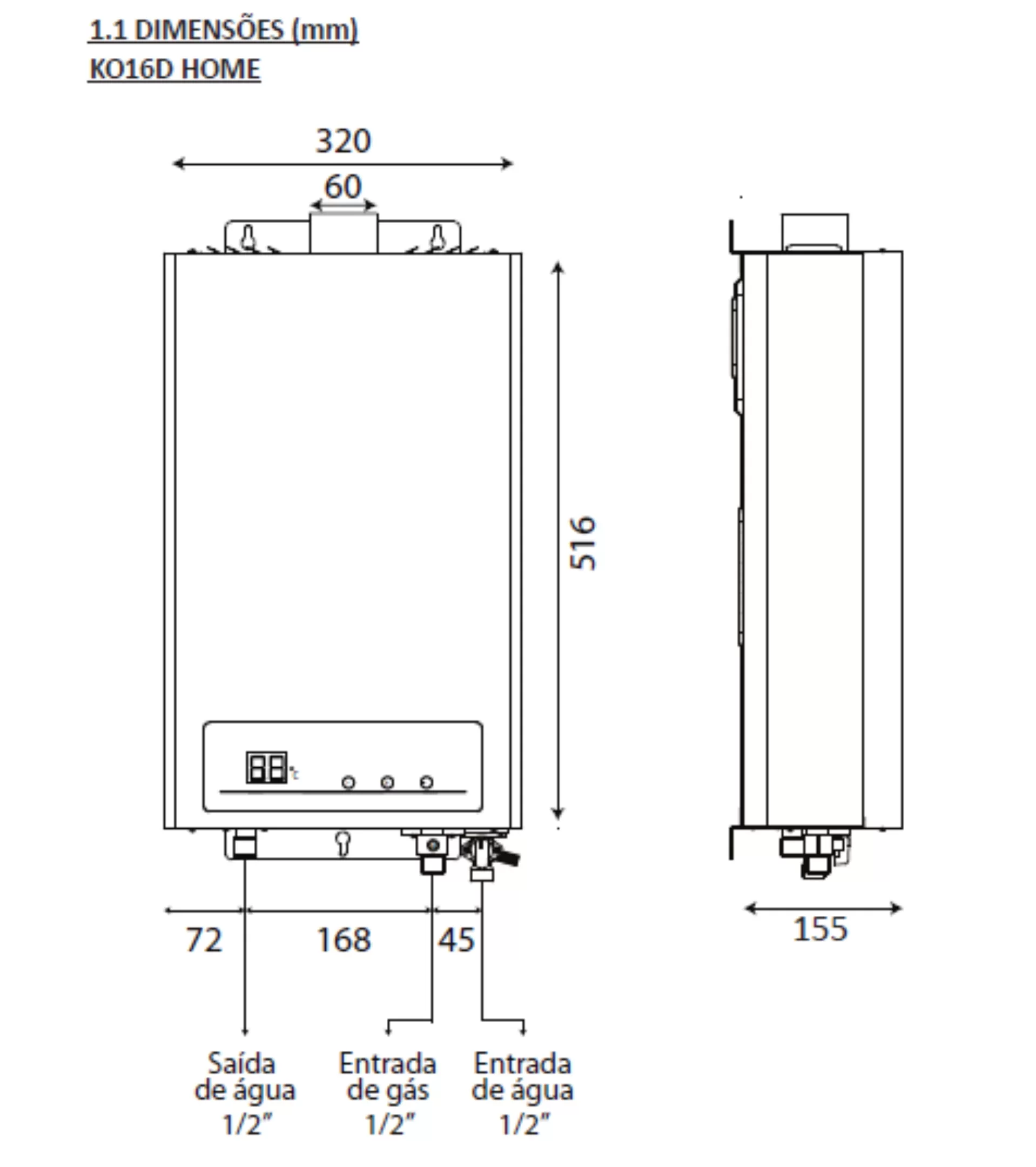 Aquecedor de Água a Gás Komeco Ko 16d Home 16 Litros Branco Digital Bivolt para Glp (gás de Botijão) - 7