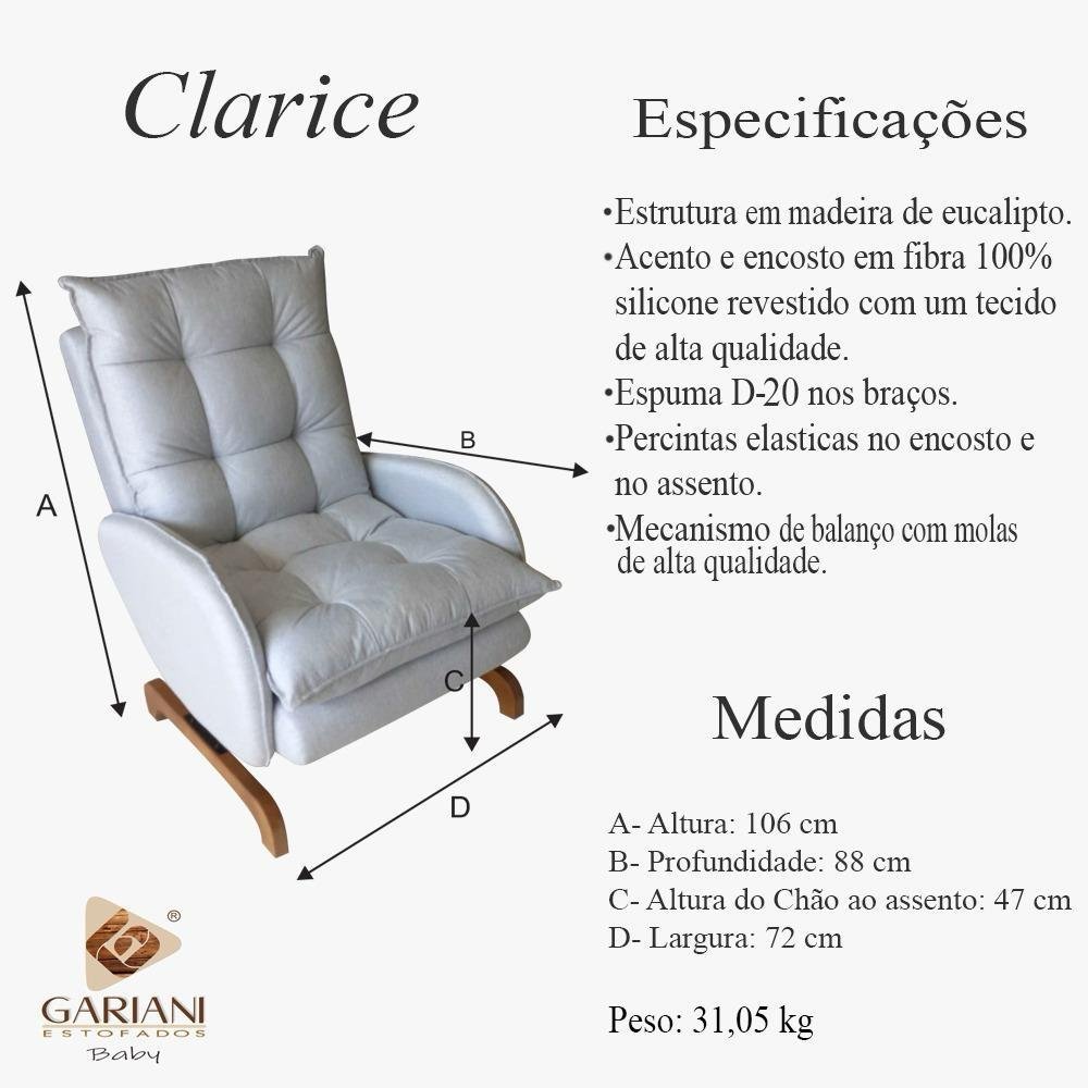 Poltrona Amamentação Clarice -base Aranha Tm702 Decor Loppes Poltrona Amamentacão Balanço Decorativa - 6