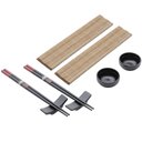 Ver imagem 6 de Kit 48 Peças Sushi Esteira Molheira Suporte Hashi 12 Pessoas Cerâmica Bambu Shoyo Comida Japonesa