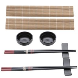 Kit 48 Peças Sushi Esteira Molheira Suporte Hashi 12 Pessoas Cerâmica Bambu Shoyo Comida Japonesa - 5