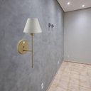 Ver imagem 4 de Kit 2 Abajures de Parede Dourados com Interruptor Arandelas Internas Tecido Natural Quartos