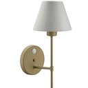 Ver imagem 2 de Kit 2 Abajures de Parede Dourados com Interruptor Arandelas Internas Tecido Natural Quartos