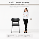 Ver imagem 5 de Kit 2 Cadeira de Escritório Estofadas Leather Base Fixa Recepção Secretária Sala Jantar Preto