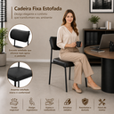 Ver imagem 3 de Kit 2 Cadeira de Escritório Estofadas Leather Base Fixa Recepção Secretária Sala Jantar Preto